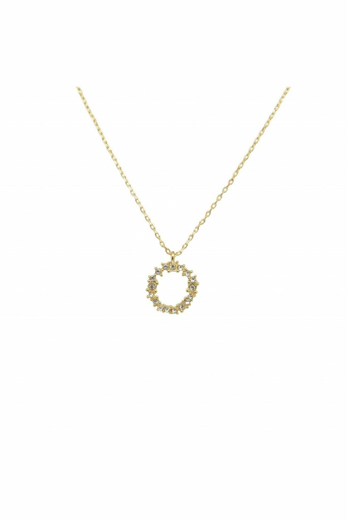 Crystal Cluster Circle Necklace In Gold LN001G