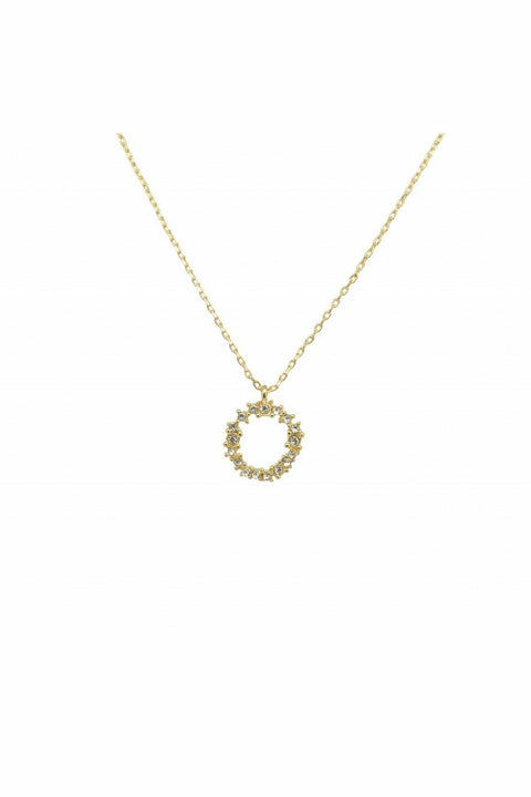 Crystal Cluster Circle Necklace In Gold by Last True Angel