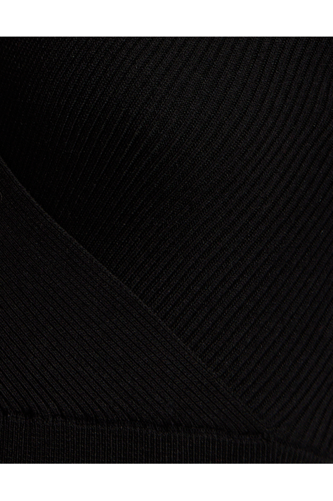 Cut Out Front Ribbed Midi Knit Dress In Black C7-LIQ23AW006BL