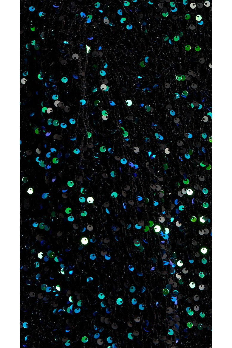 Black Velvet Based Green And Blue Sequin Mini Dress F0-LIQ23AW002GB