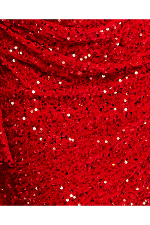 Red Sequin Velvet One Shoulder Mini Dress E0-LIQ23AW018