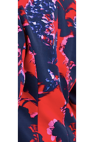 Floral Print Red Blazer With Fluffy Trim In Black H21-LIQ23AW009F
