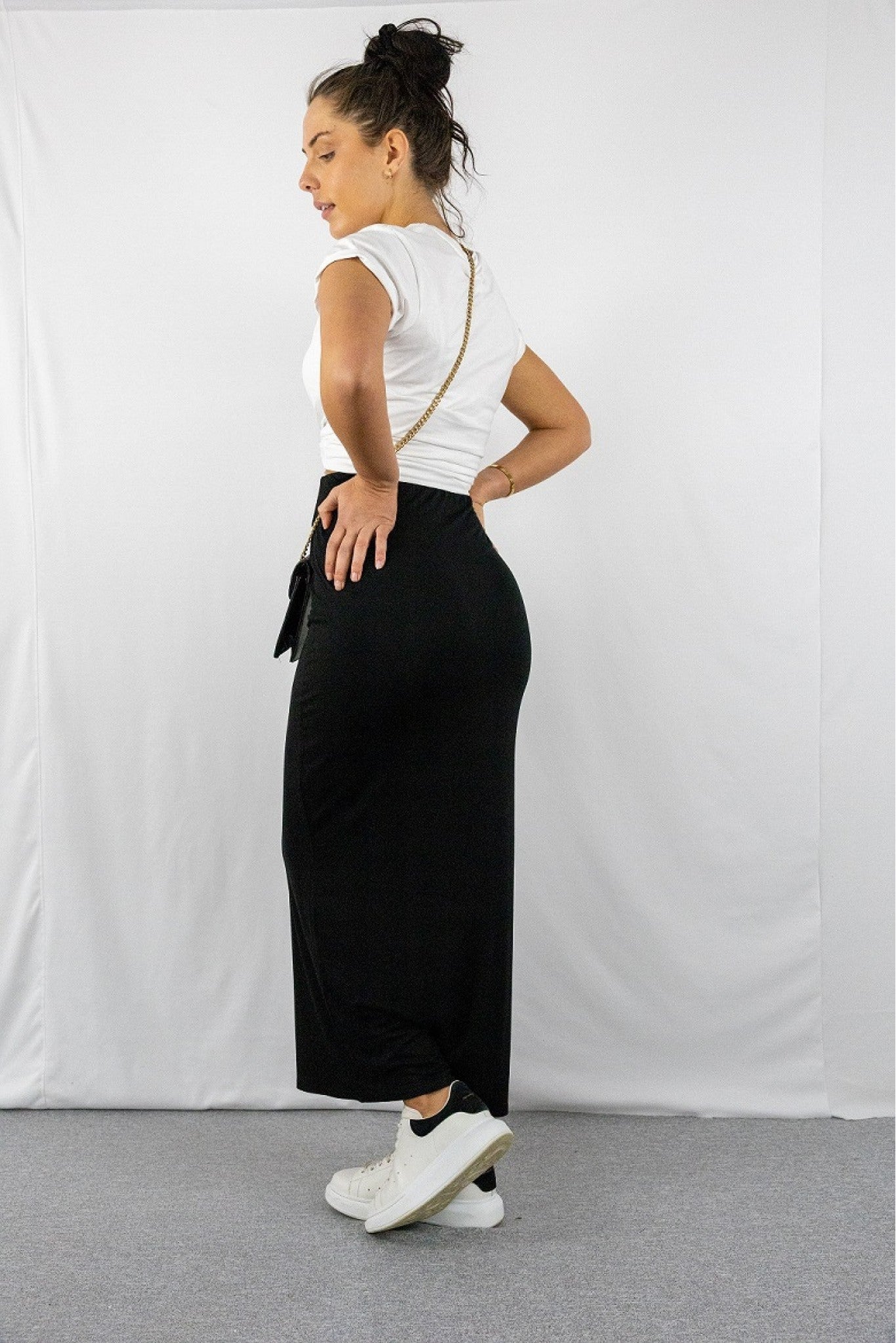 Pencil Maxi Skirt In Black | Goddiva