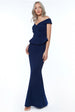 Goddiva Bardot Crossover Maxi Dress - Navy