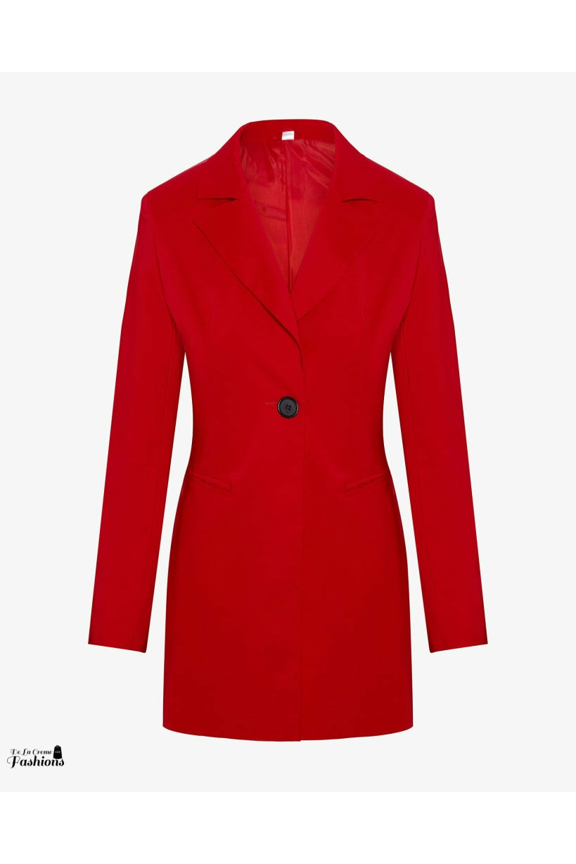 De La Creme Womens Collared Formal Longline Blazer De La Crème