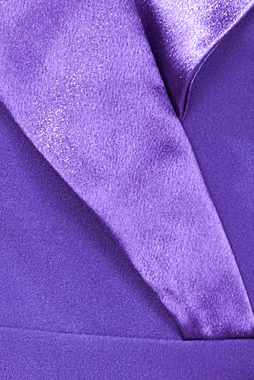 Satin Collar Scuba Jumpsuit - Purple TR299