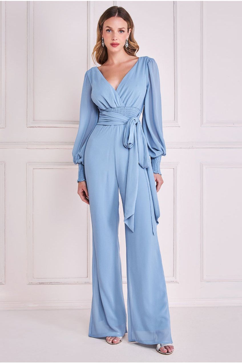 Plus size light blue jumpsuit deals