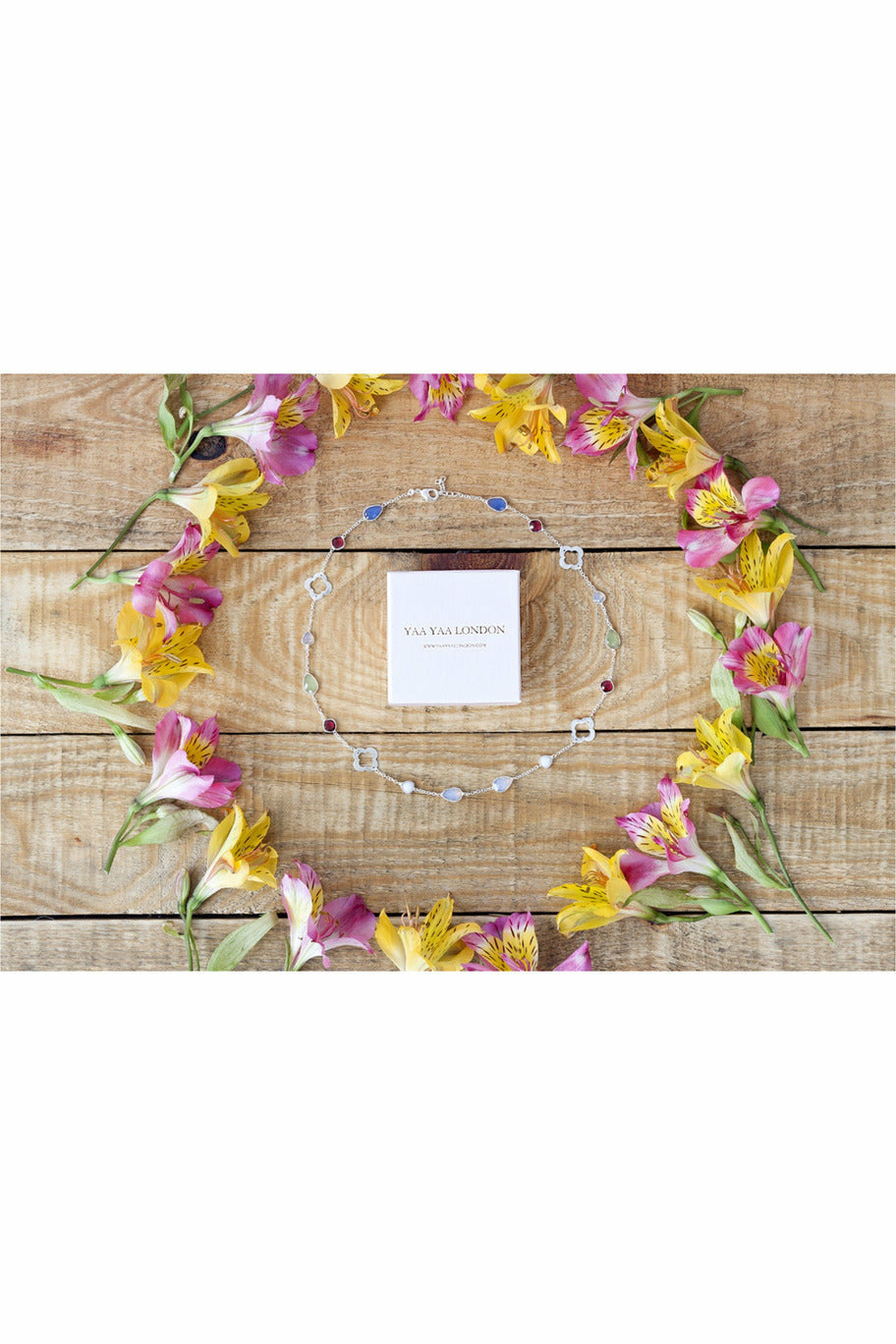 Solar Power Gold & Gemstone Grey Necklace EX7