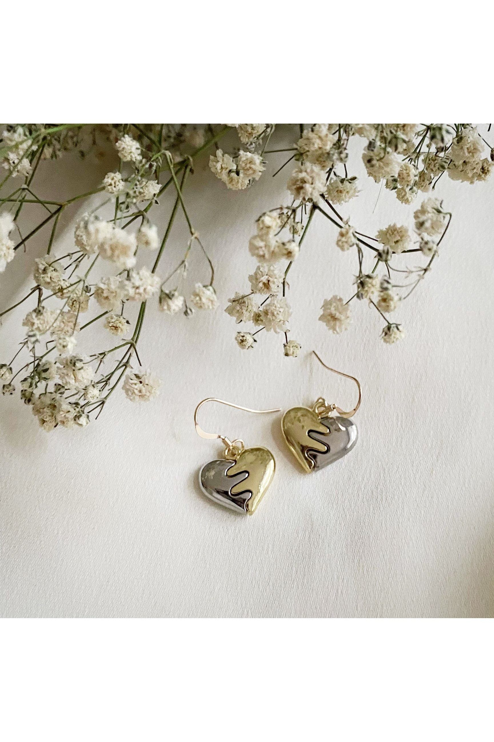 'Togetherness' Mixed Metal Heart Earrings togethernessearrings