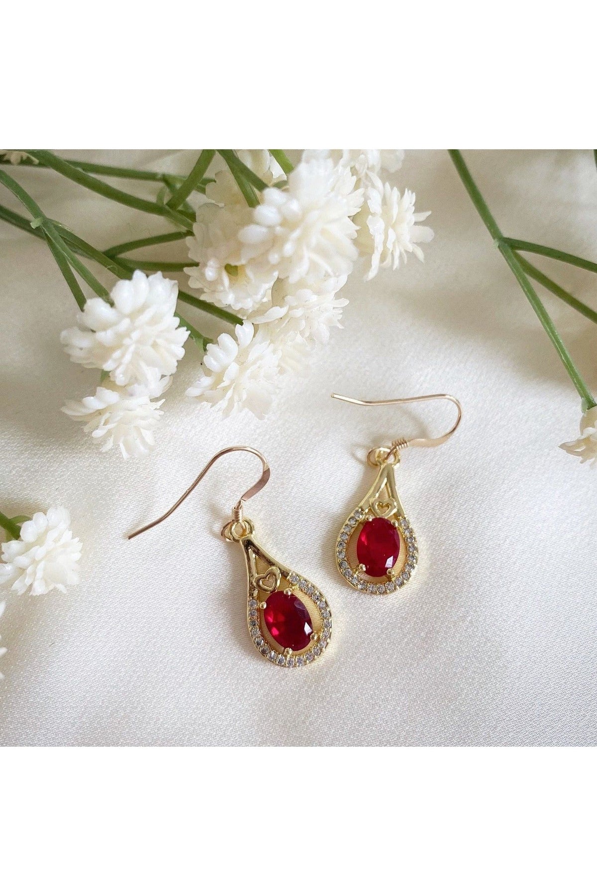 Esmeralda Red Teardrop Earrings Wisteria London