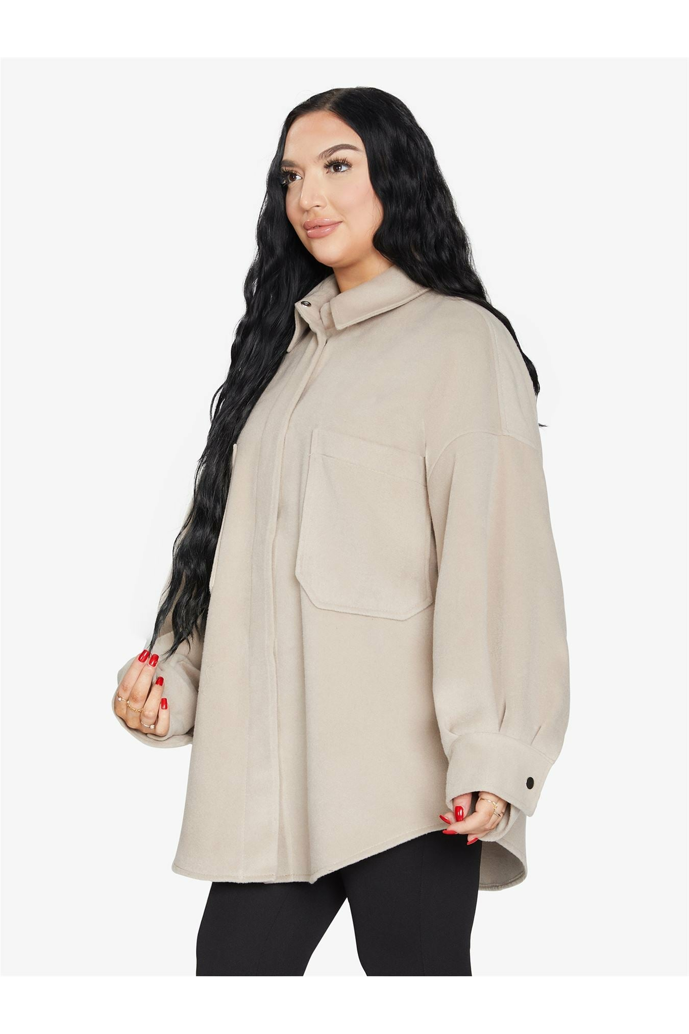 Oversized Patch Pocket Shacket De La Creme