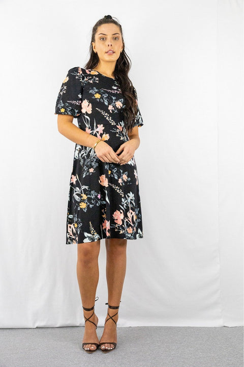 Olive Floral Long Sleeve Belted Shirt Midi Dress In Dark Orange And Green -  New In from Yumi UK