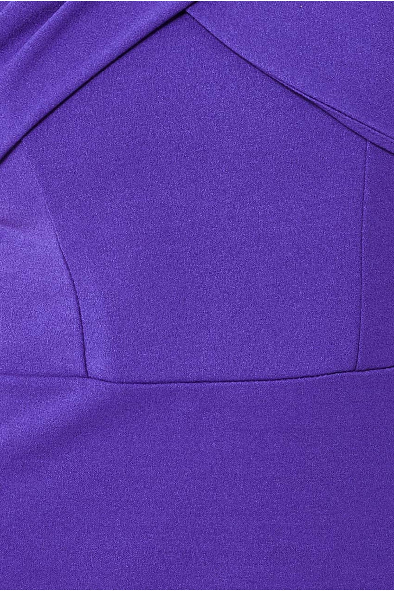 Pleated Bardot Scuba Maxi Dress - Purple DR3648