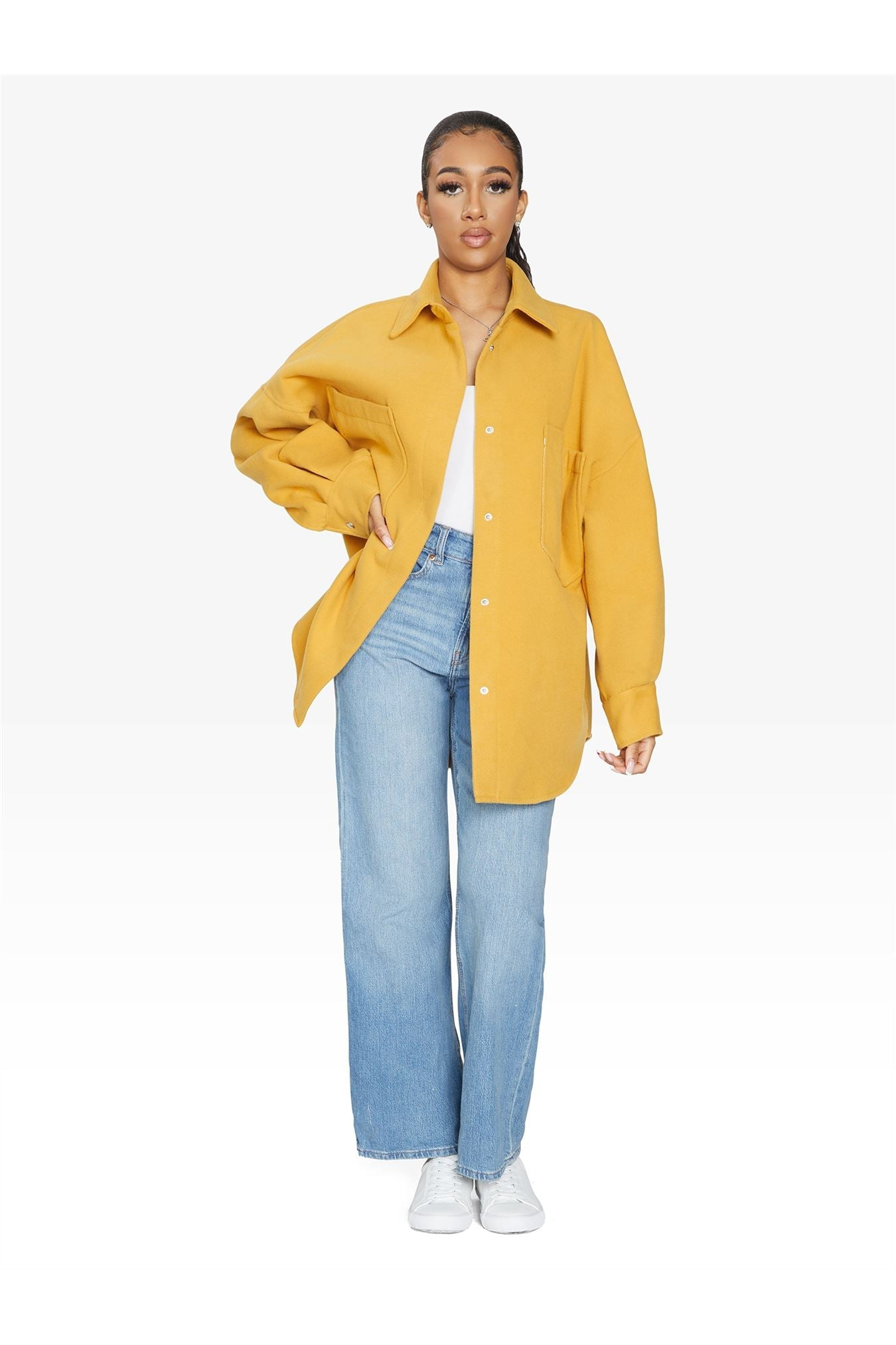 Oversized Patch Pocket Shacket De La Creme