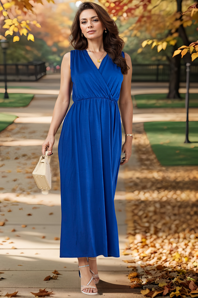 Blue sleeveless hot sale maxi dress