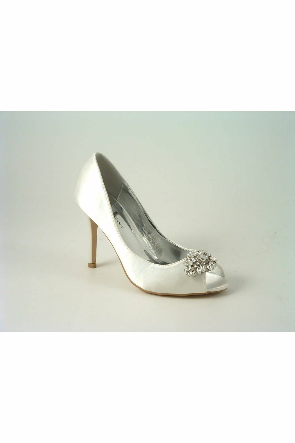 Rosalie Diamante Ivory Satin High Heel Shoe Sabatine F240