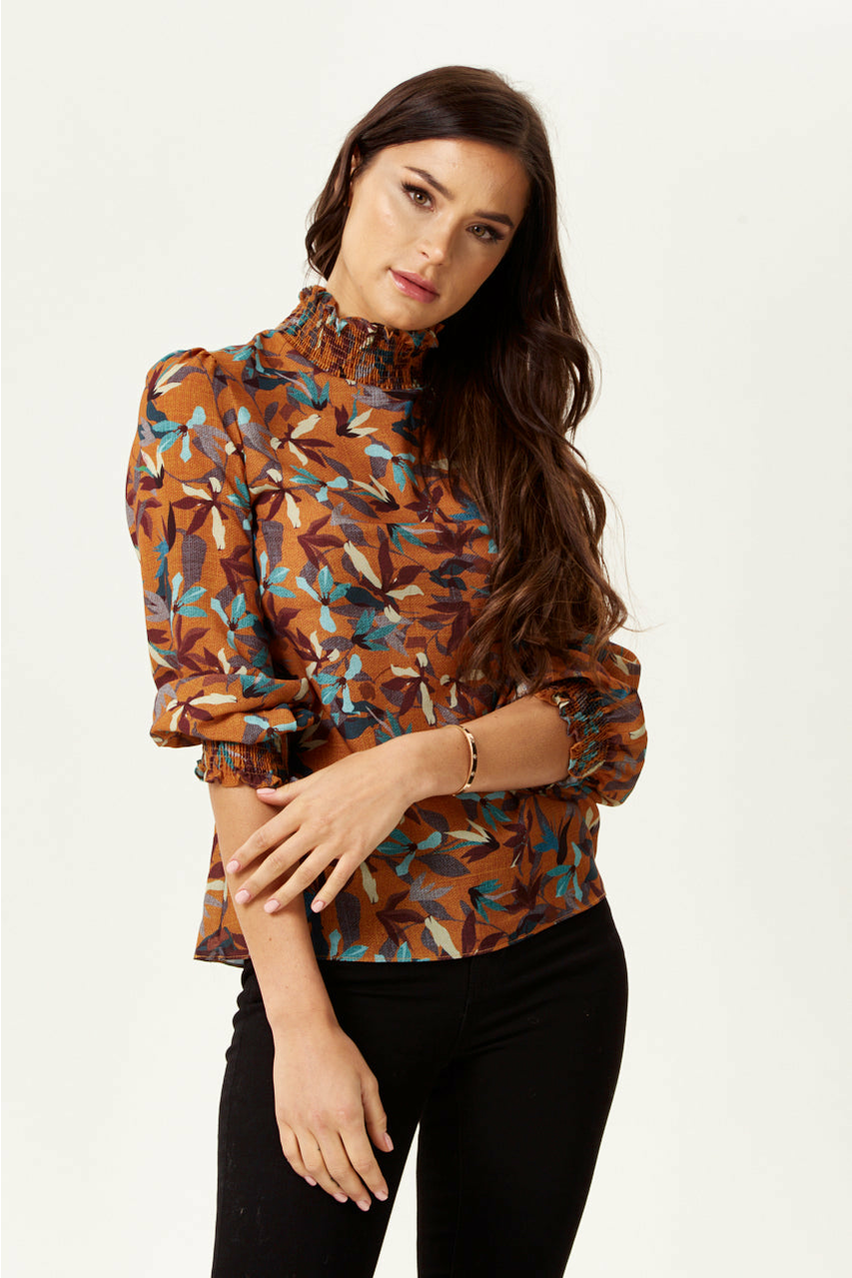 Divine Grace Floral Print Top with Long Sleeves in Tuscany Divine Grace