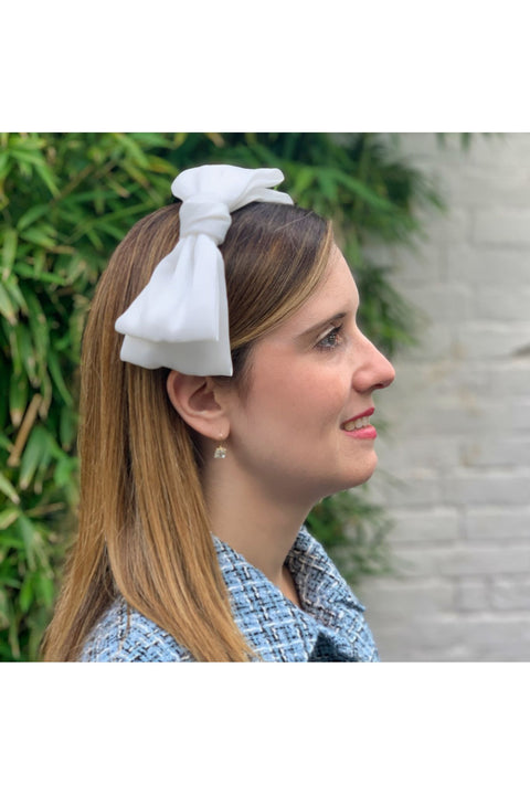 White Fascinator Bow Headband by QueenMee Accessories