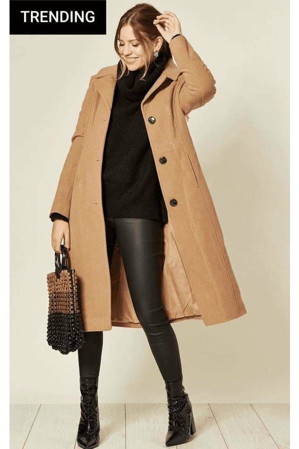 Ladies camel top long coat