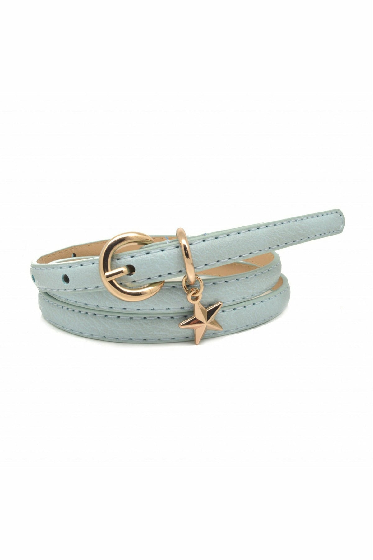 Single star charm belt in pale blue White Leaf
