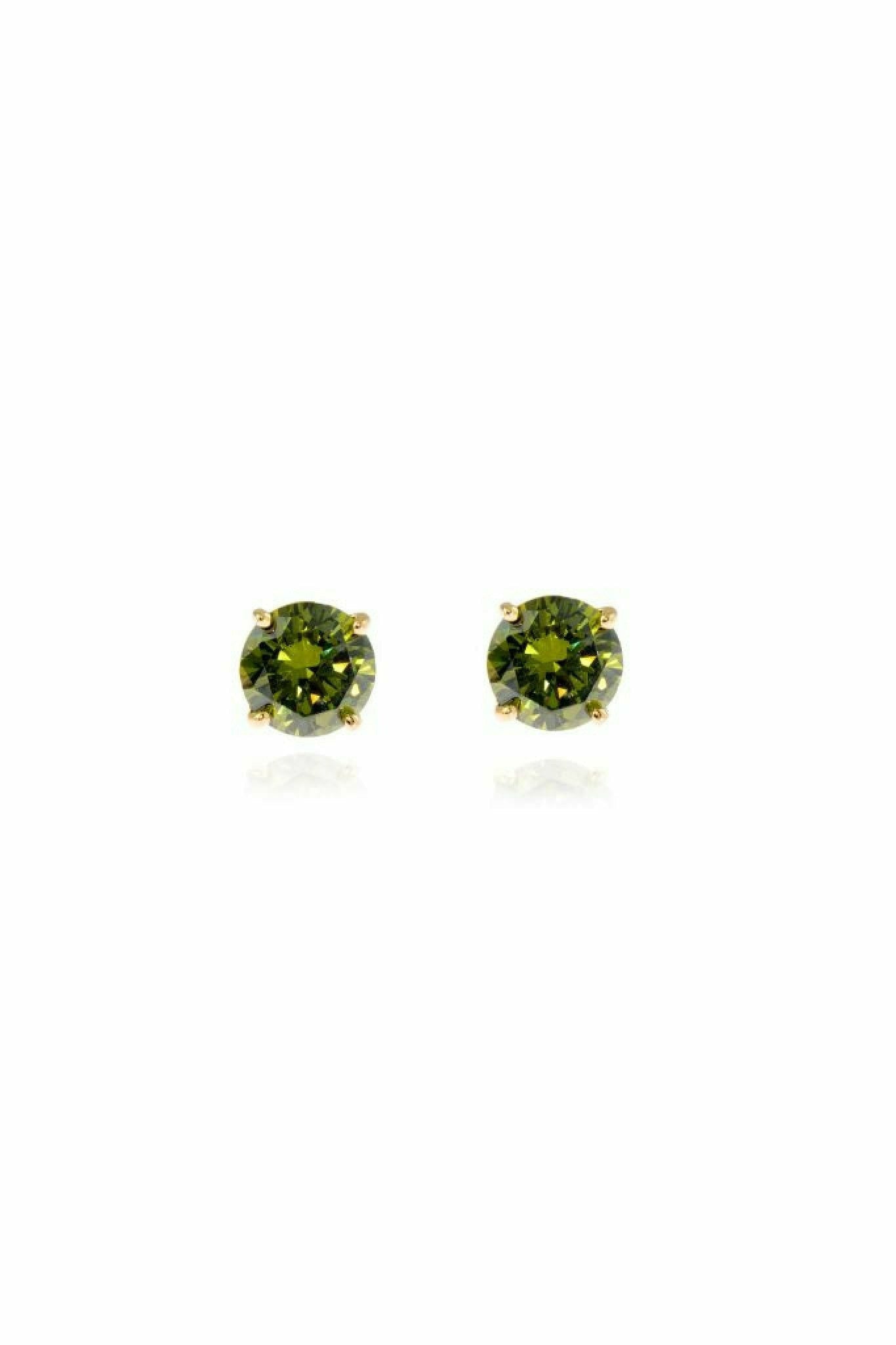 Lana 6mm-Sterling Silver, 18ct Gold Plated earrings with Olivine CZ Cachet London
