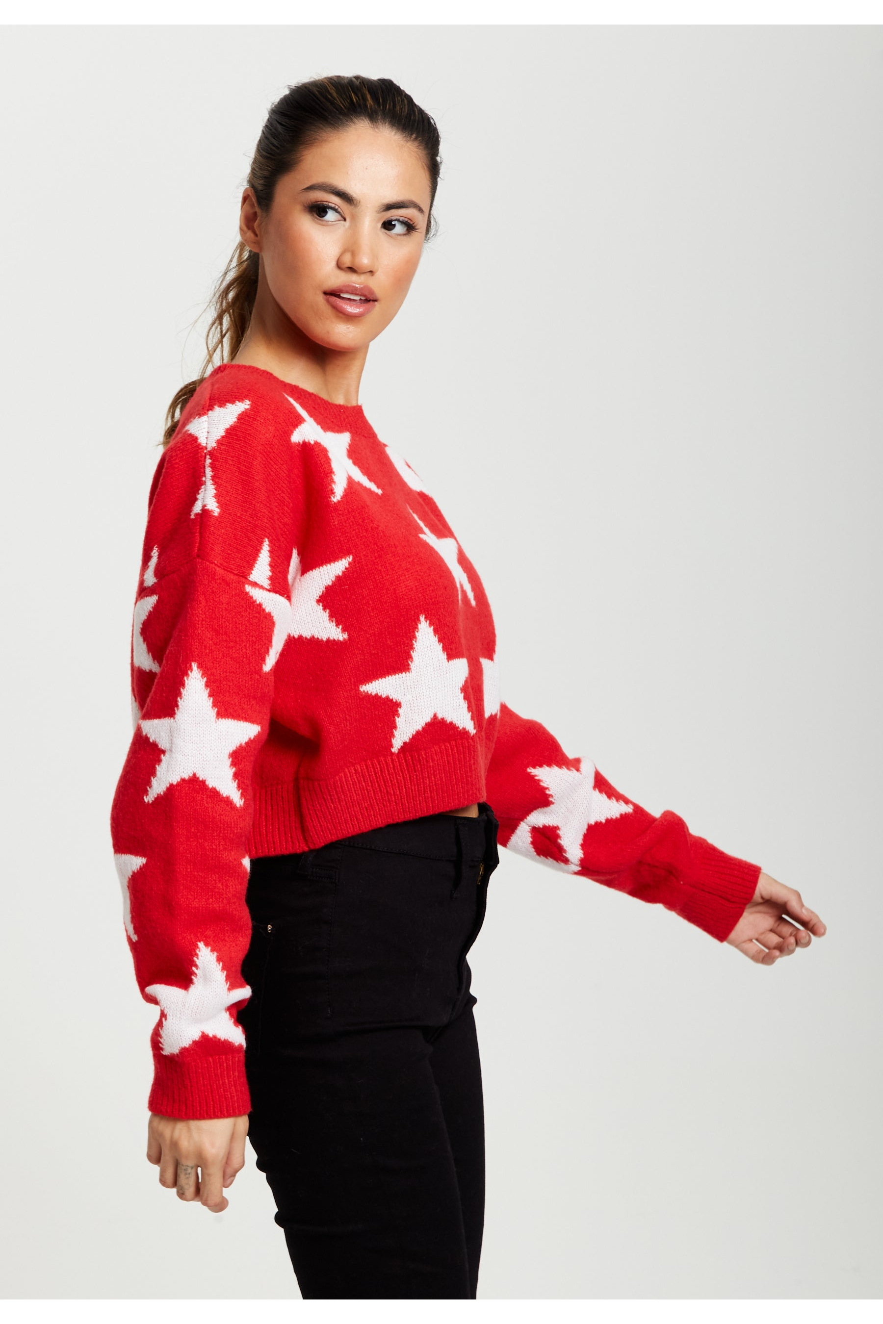 Star Pattern Jumper In Red D7-LIQKN-207