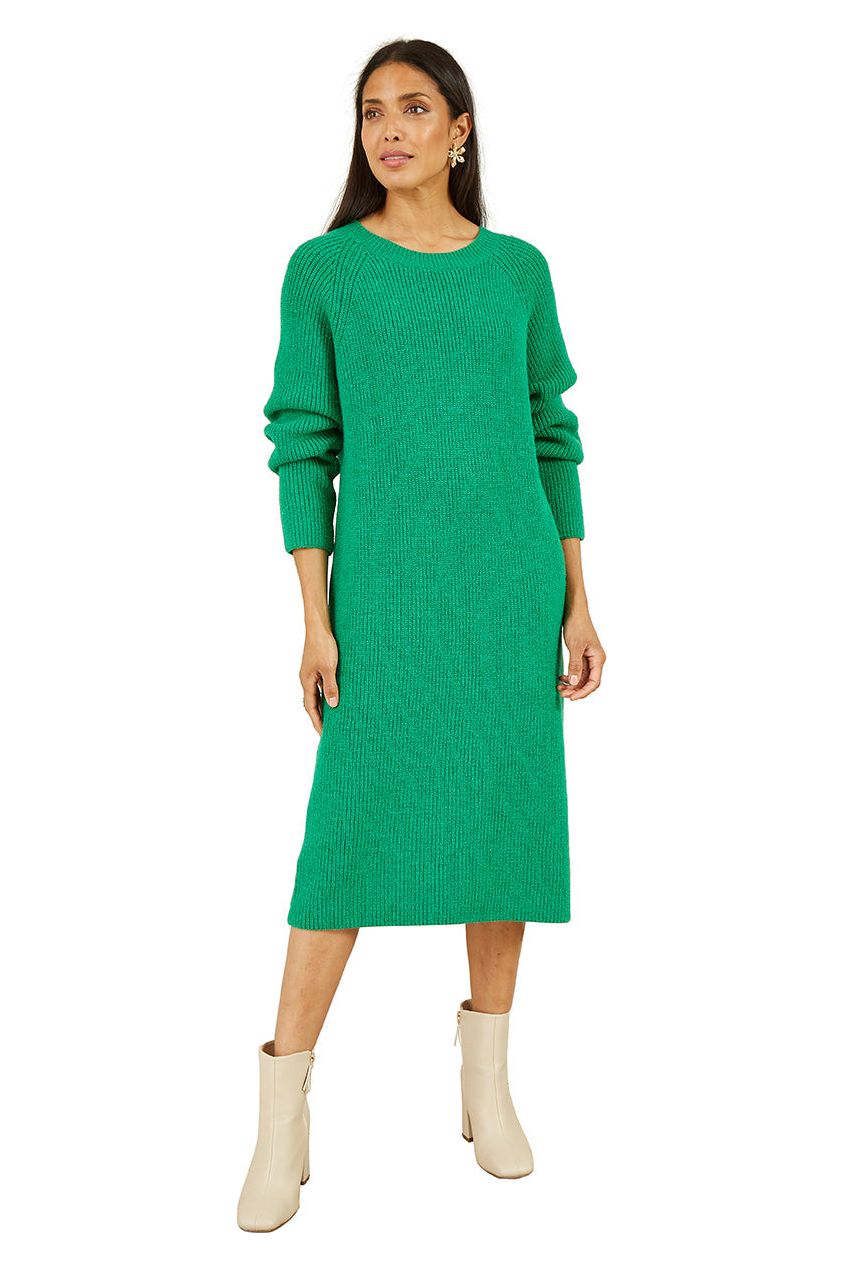 Green Knitted Midi Dress Goddiva