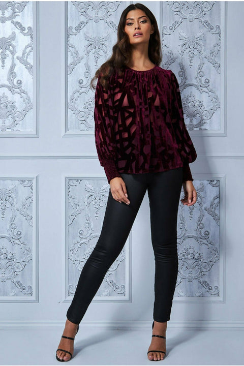 Burnout Pattern Top - Wine by Goddiva