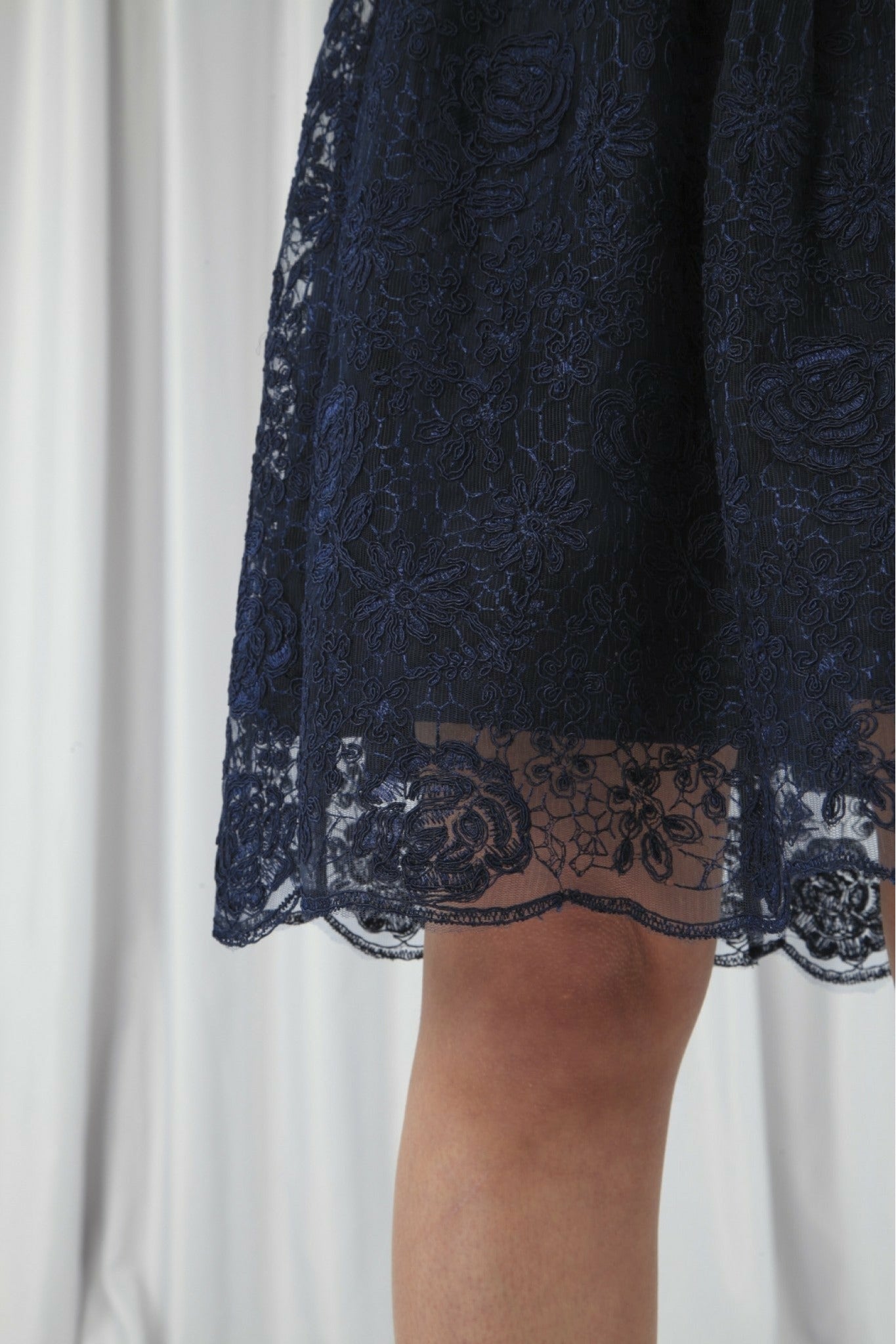 Navy Embroidered Lace Skater Dress DR0000092