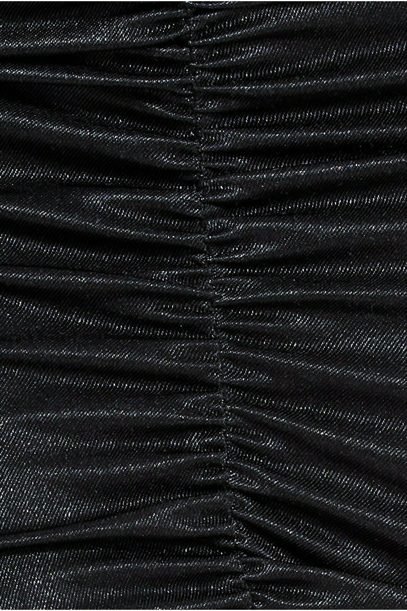 Ruched Satin Mini Skirt - Black SK18