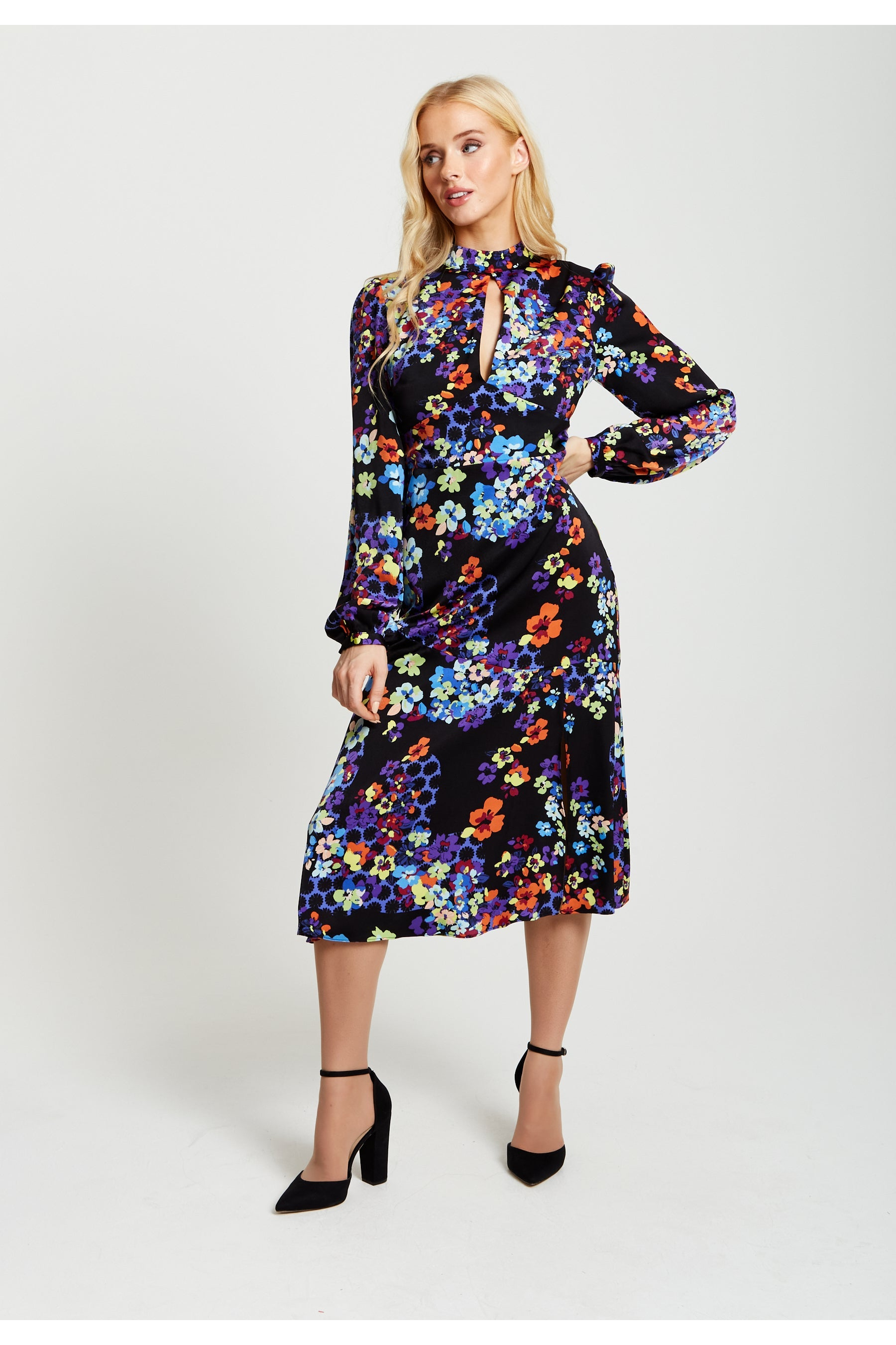 Speckle Floral Print Maxi Dress F2-207-LIQ22AW025