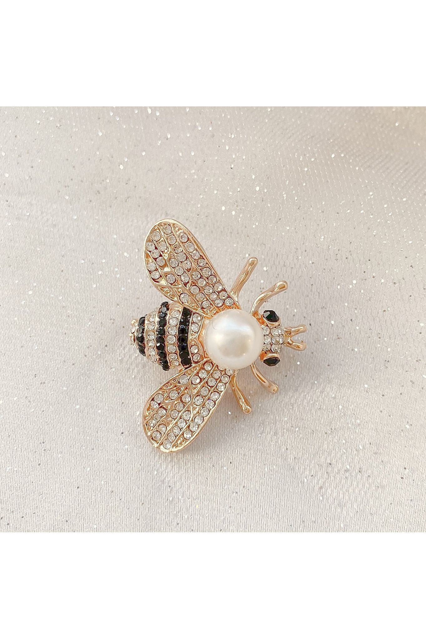 Bee Brooch Gold Pearl Pin Crystal 5060801171175