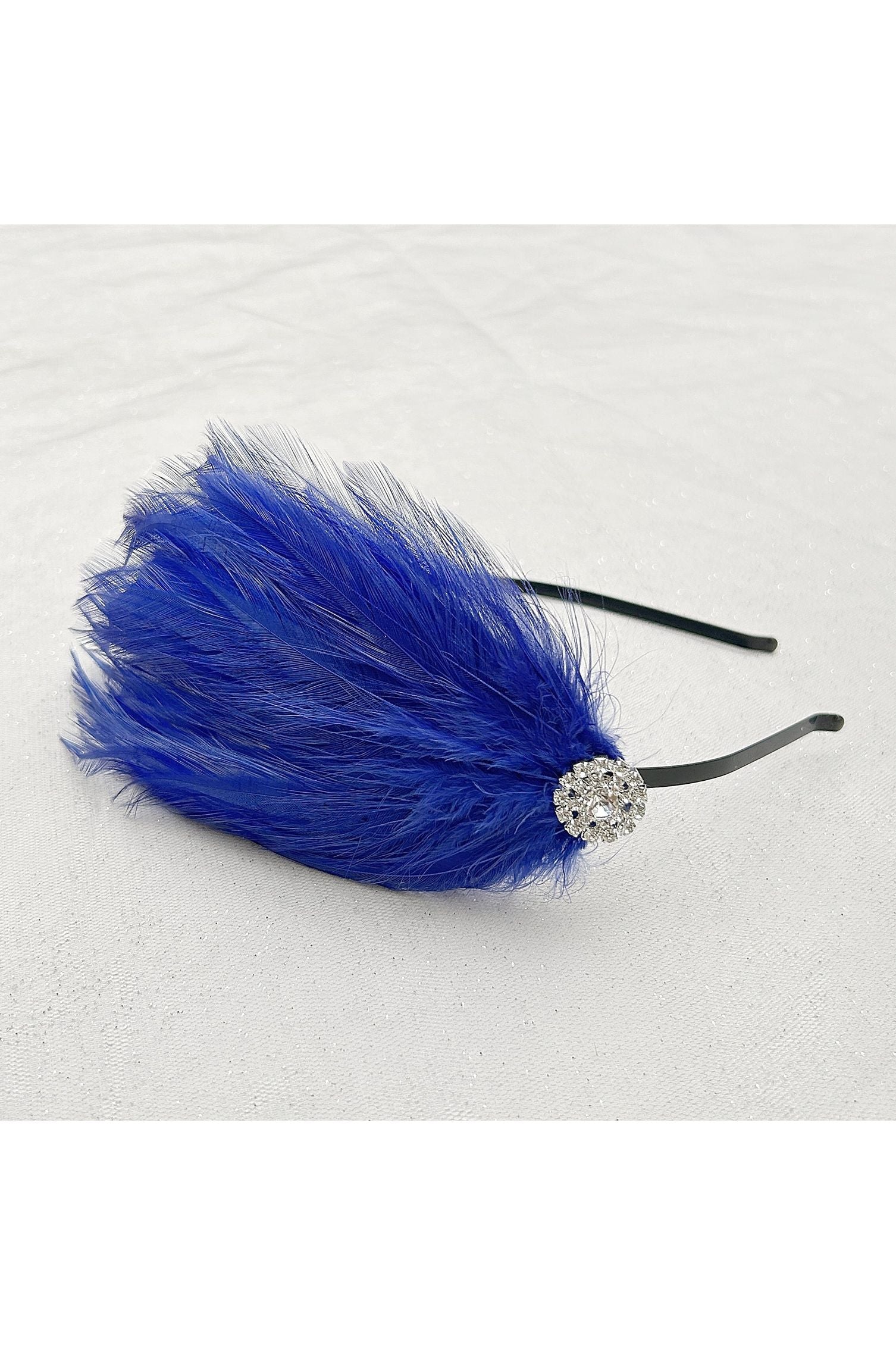 Blue Fascinator Headband Cobalt Blue With Feathers 5060801171212