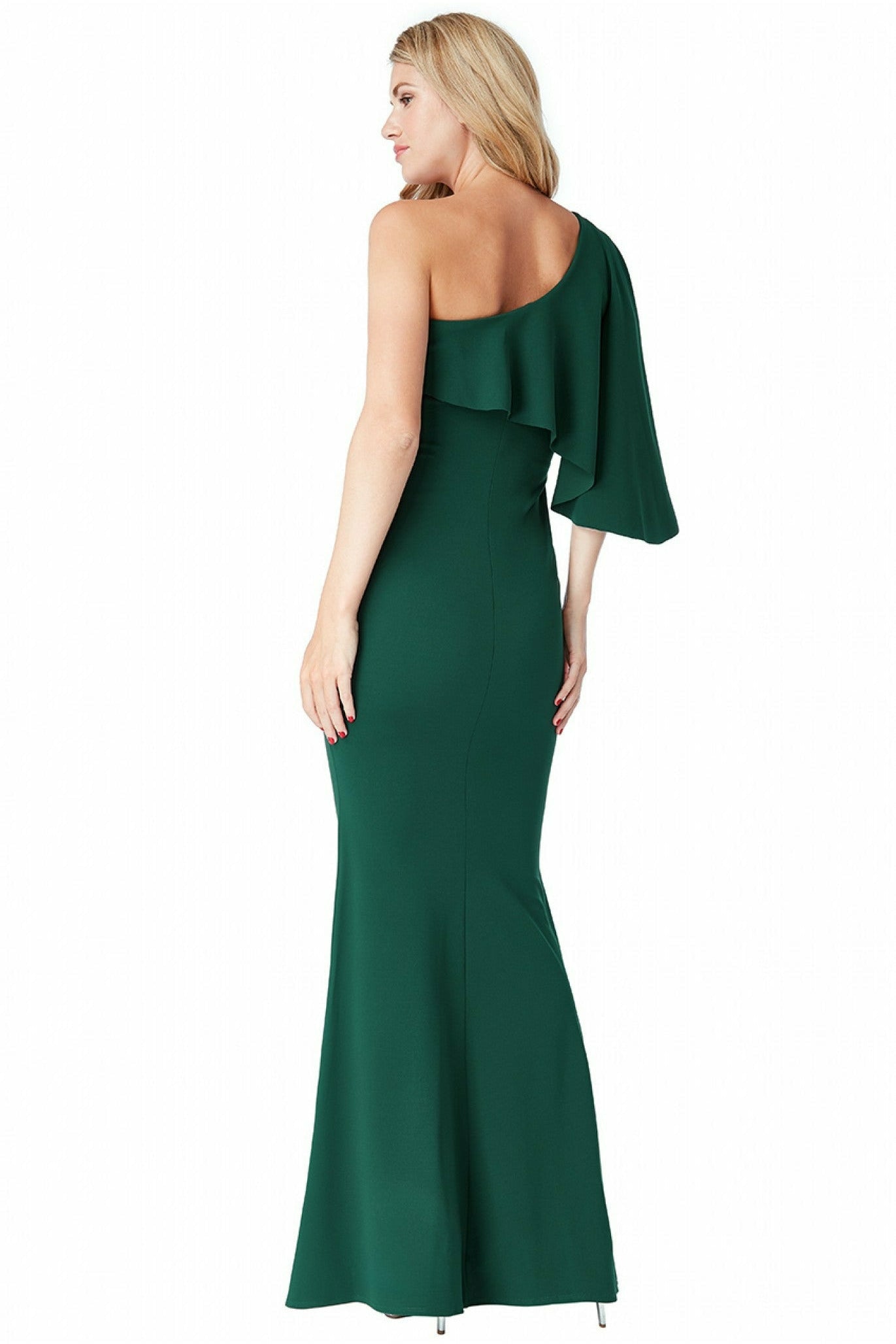 Off The Shoulder Flair Maxi Dress - Emerald DR1793
