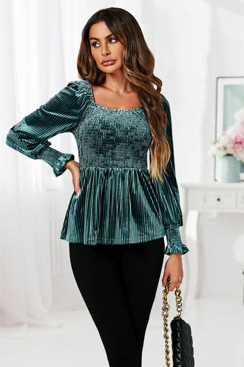 Bardot Velvet Top In Green FS594