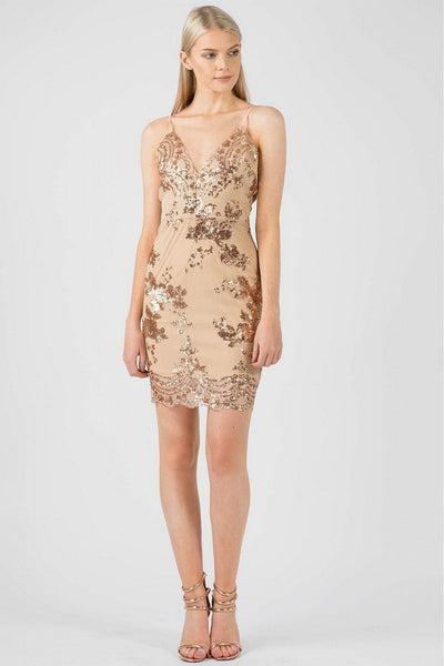 Gold - Sequin Mesh Cami Dress by Aftershock London