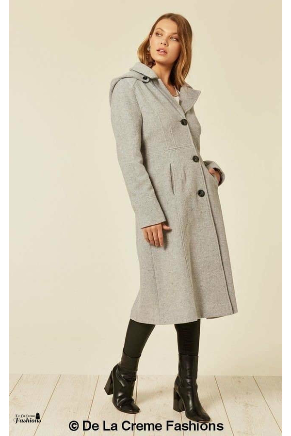 Hooded wool 2025 coat womens uk