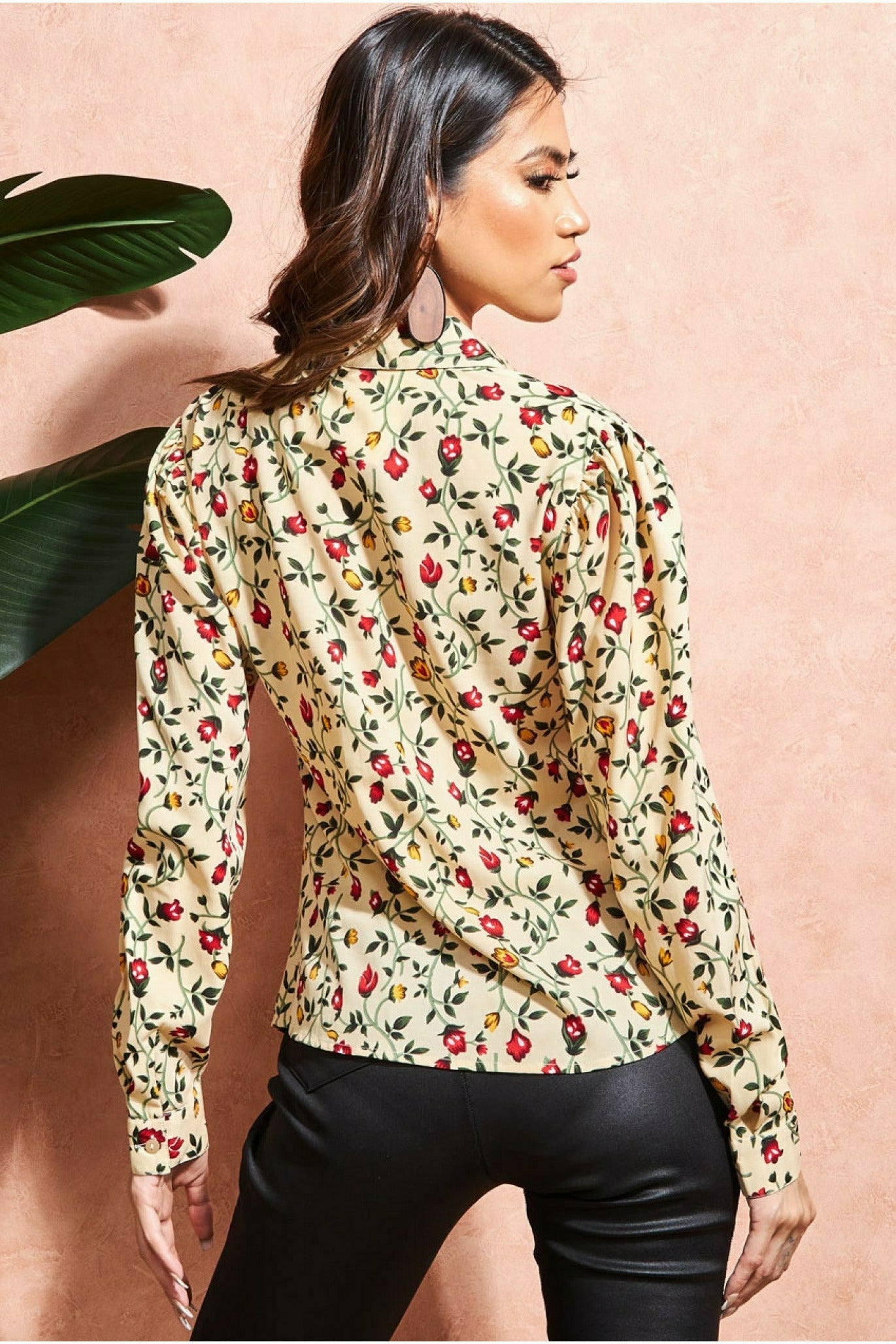 Floral Print Shirt - Beige T186
