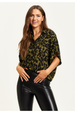 Liquorish Khaki Animal Print Shirt With Short Sleeves
