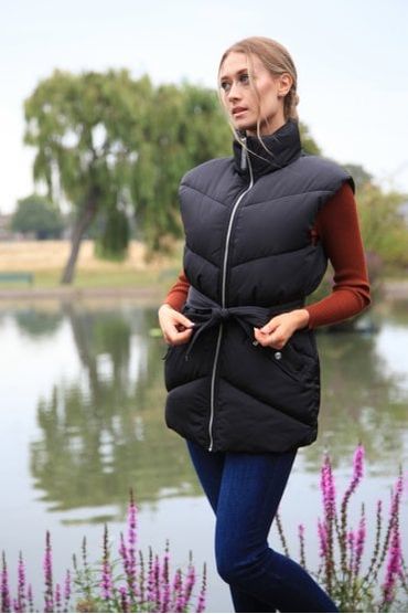 Black Belted Gilet Puffer by Double Second