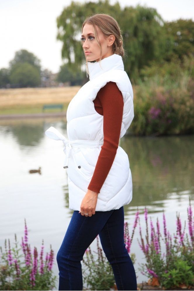 White Belted Gilet Puffer OU0000154