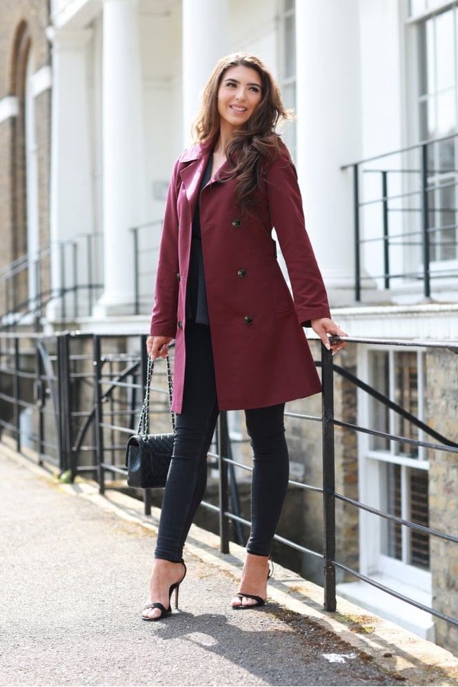 Plum Fitted Trench Coat OU0000414