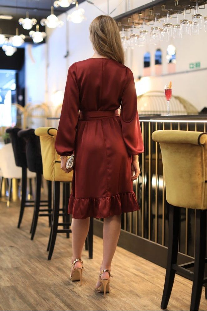 Red Frill Wrap Dress DR0000205