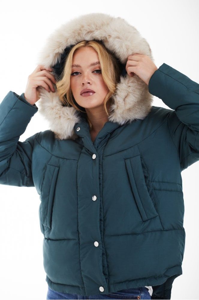 Teal Oversized Dip Back Puffer OU0000009