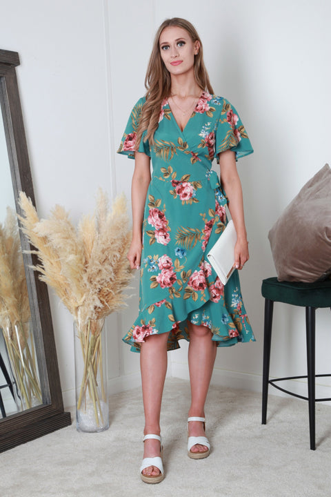 Printed Frill Hem True Wrap Dress DR0000454