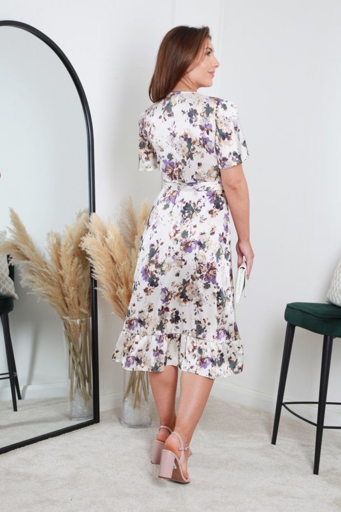 Printed True Wrap Dress With Frill DR0000461