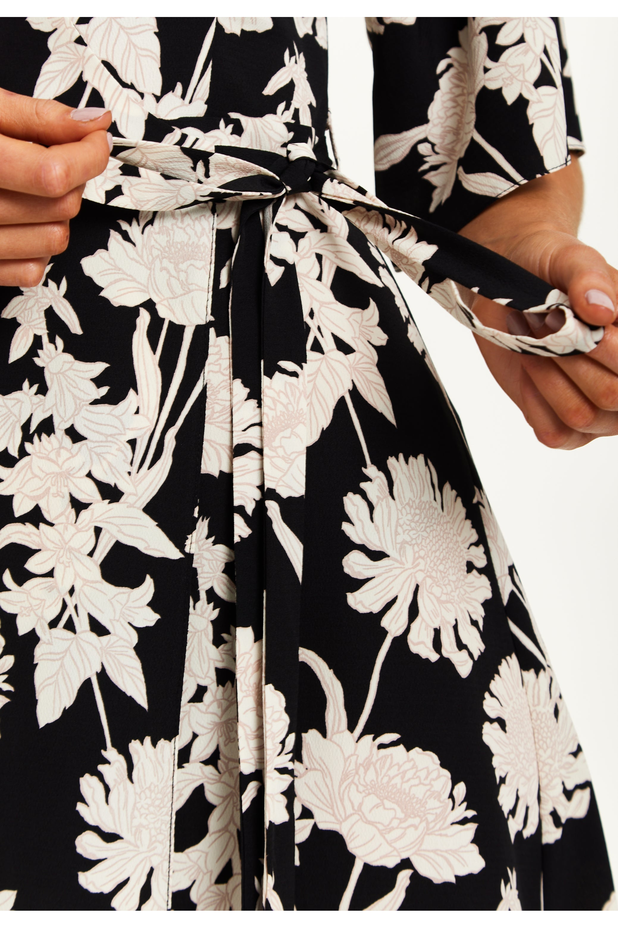 Floral Print Midi Wrap Dress With Kimono Sleeves A13-CCN001-G