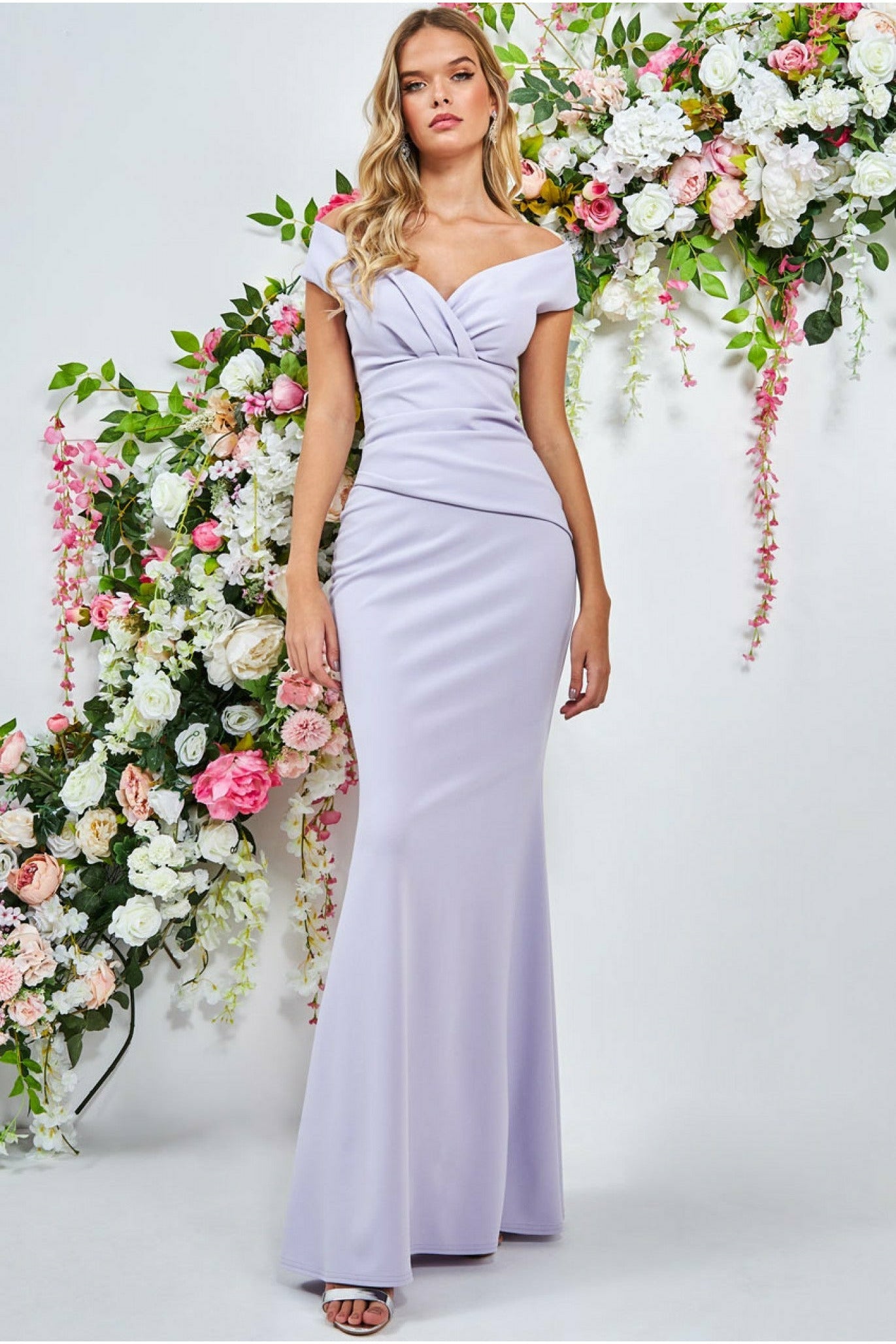 Bardot Pleated Maxi Dress - Lilac DR1092