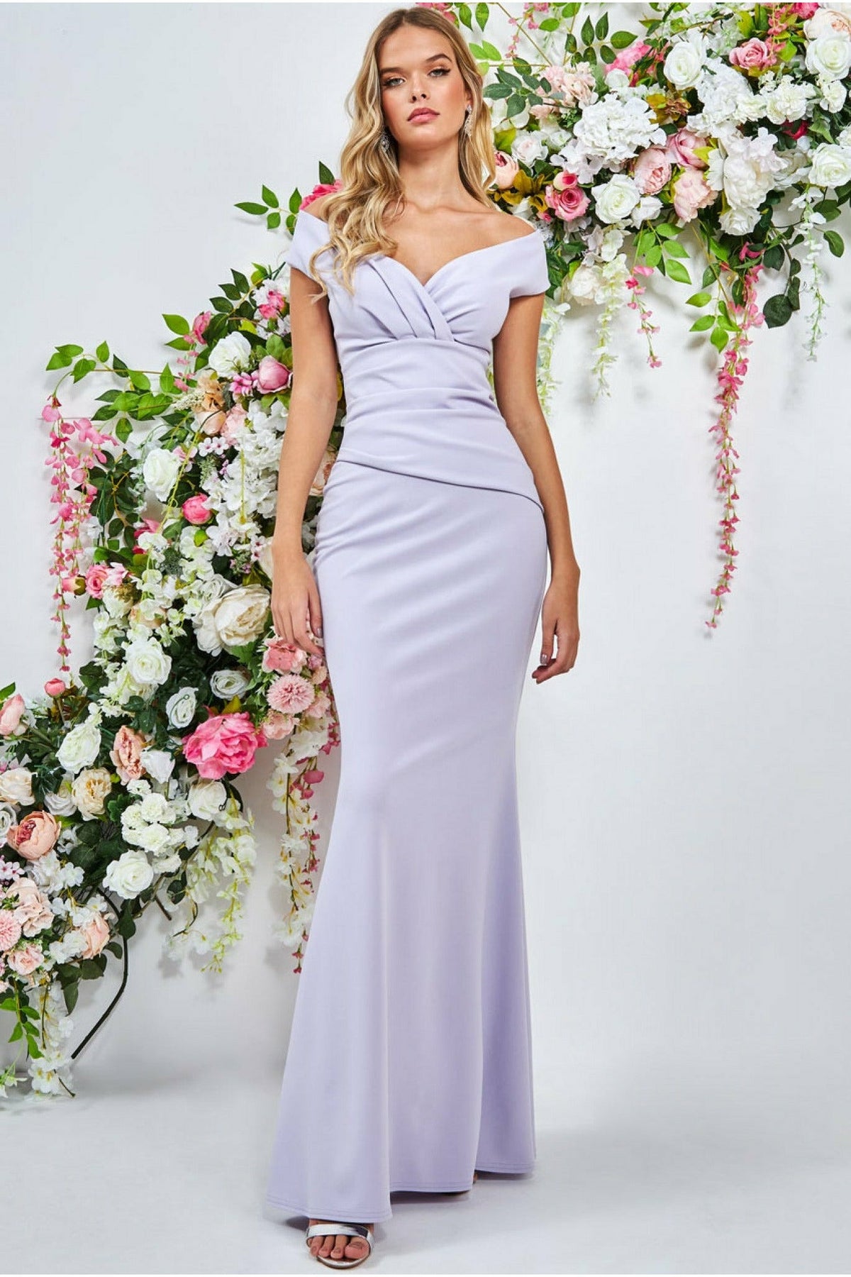 Bardot Pleated Maxi Dress - Lilac DR1092