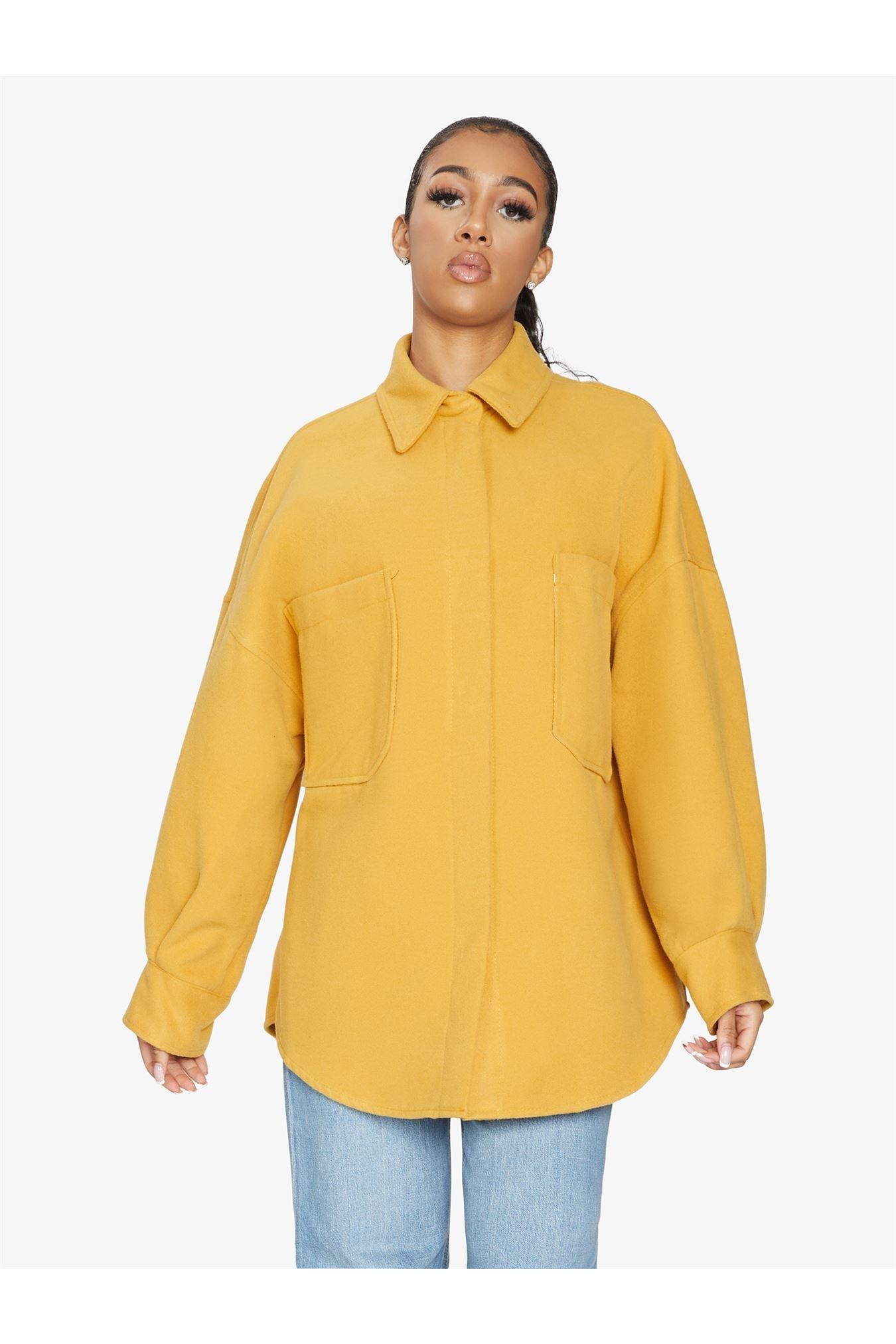 Oversized Patch Pocket Shacket De La Creme